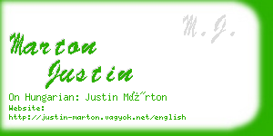 marton justin business card